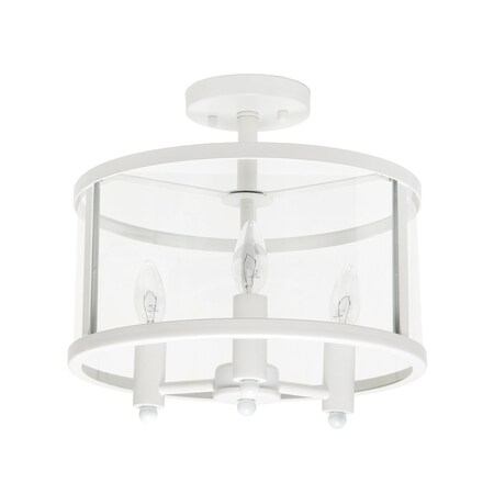 Lalia Home 3-Light 13" Industrial Farmhouse Glass and Metallic Accented Semi-flushmount, Matte White LHM-1000-WH